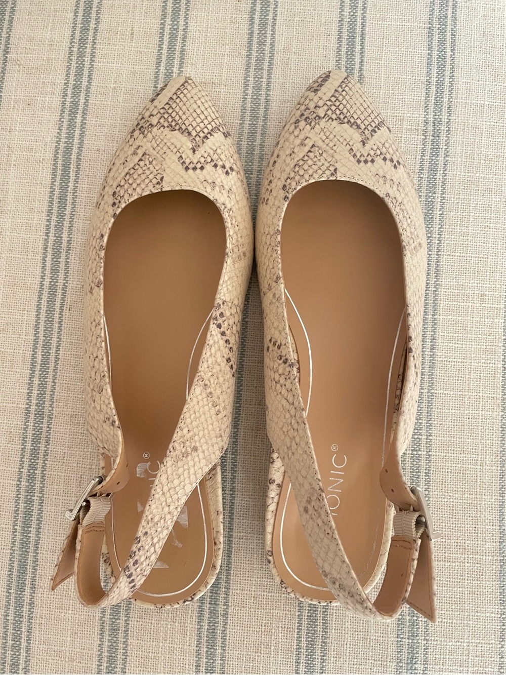 Vionic Jade Snakeskin Slip On Slingback Flats with Arch Support US 8 - Picture 2 of 6